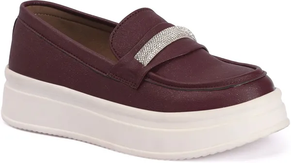 Maroon_Synthetic_Leather_Bellies_For_Women