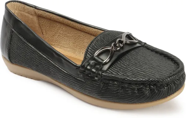 Black_Synthetic_Leather_Casual_Slip_On_Loafers_For_Women