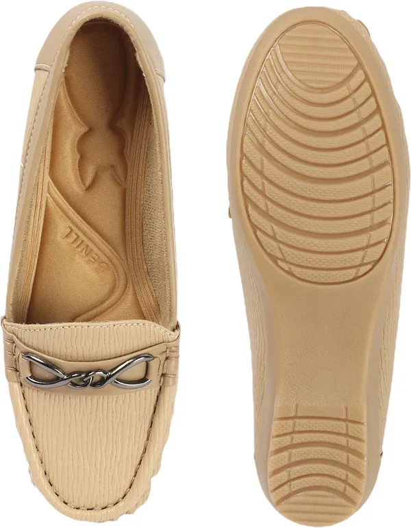 Cream_Synthetic_Leather_Casual_Slip_On_Loafers_For_Women