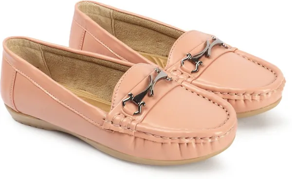 Pink_Synthetic_Leather_Loafers_For_Women