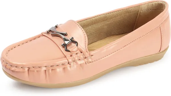 Pink_Synthetic_Leather_Loafers_For_Women