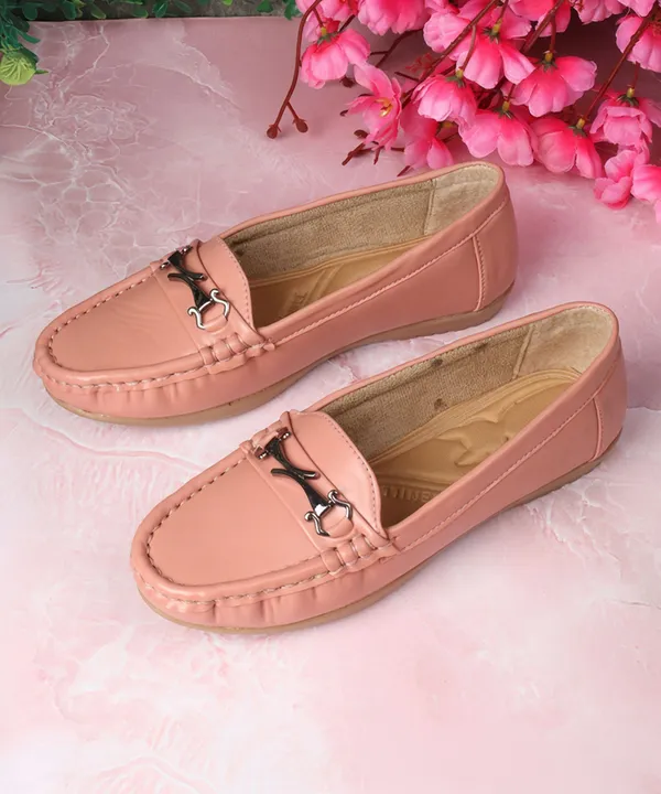 Peach_Synthetic_Leather_Casual_Loafers_For_Women
