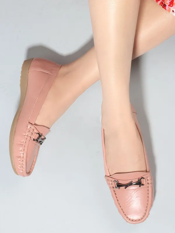 Peach_Synthetic_Leather_Casual_Loafers_For_Women