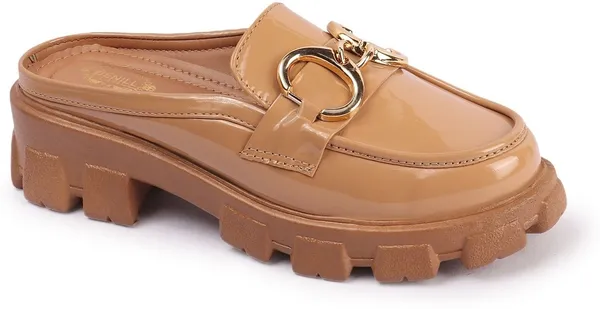 Beige_Synthetic_Leather_Heels_For_Women