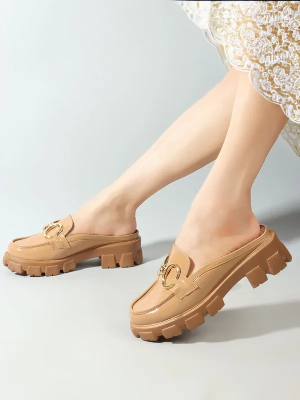 Beige_Synthetic_Leather_Heels_For_Women