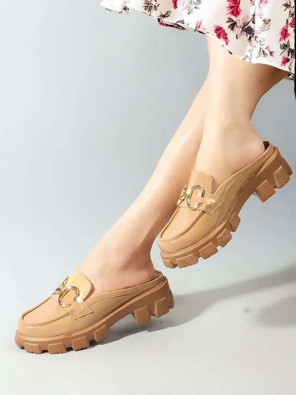 Beige_Synthetic_Leather_Heels_For_Women