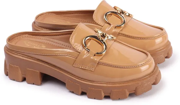 Beige_Synthetic_Leather_Heels_For_Women