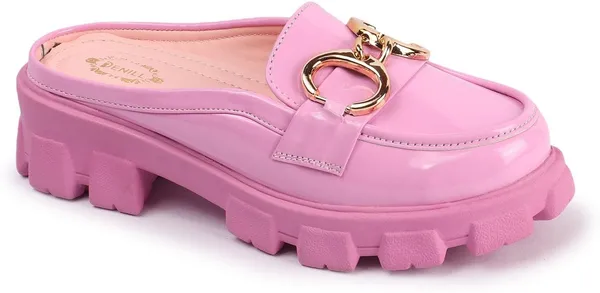 Pink_Synthetic_Leather_Heels_For_Women