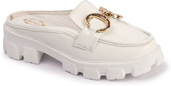 White_Synthetic_Leather_Heels_For_Women