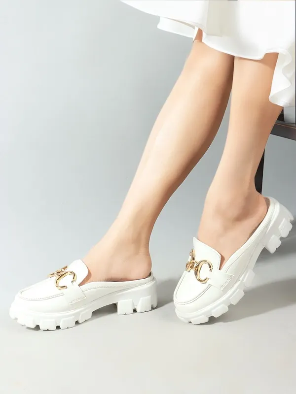 White_Synthetic_Leather_Heels_For_Women