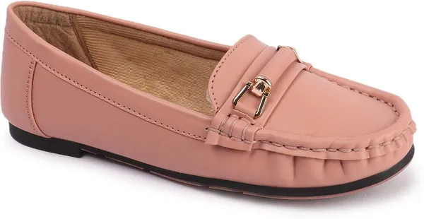 Pink_Synthetic_Leather_Flats_For_Women