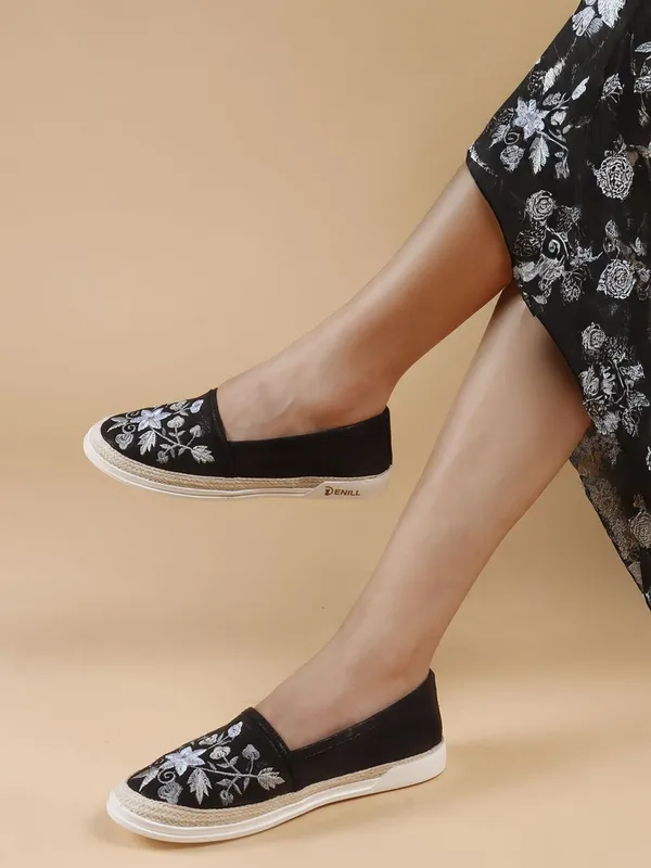 Black_Suede_Casual_Slip_On_Bellies_For_Women