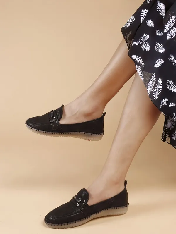 Black_Suede_Casual_Slip_On_Bellies_For_Women