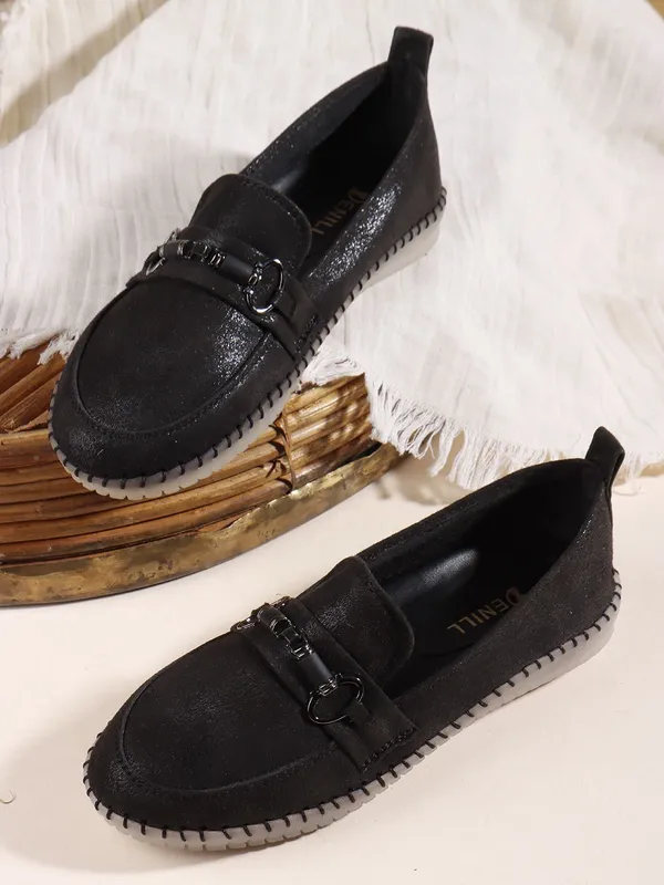 Black_Suede_Casual_Slip_On_Bellies_For_Women