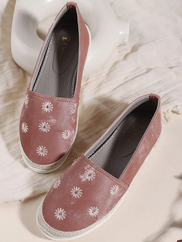 Peach_Synthetic_Leather_Casual_Slip_On_Bellies_For_Women