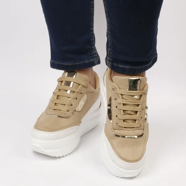 Beige_Suede_Casual_Lace_Up_Sneakers_For_Women