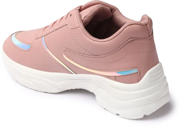 Peach_Synthetic_Leather_Casual_Lace_Up_Sneakers_For_Women