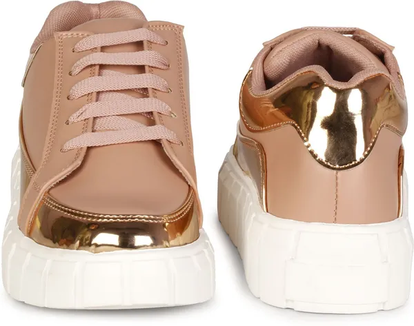 Peach_Synthetic_Leather_Casual_Lace_Up_Sneakers_For_Women