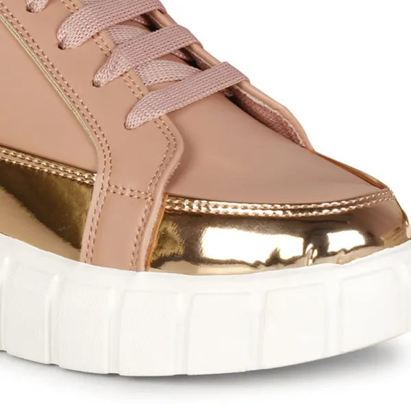 Peach_Synthetic_Leather_Casual_Lace_Up_Sneakers_For_Women