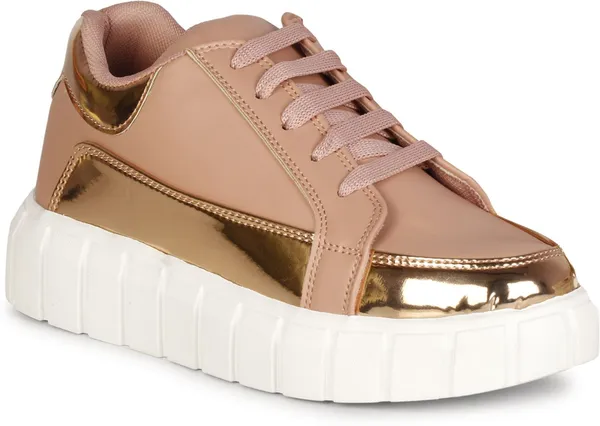 Peach_Synthetic_Leather_Casual_Lace_Up_Sneakers_For_Women