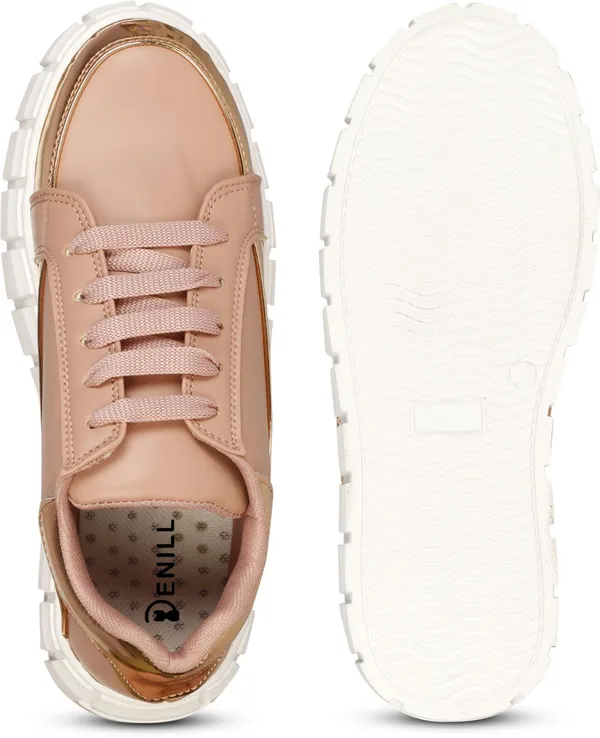 Peach_Synthetic_Leather_Casual_Lace_Up_Sneakers_For_Women