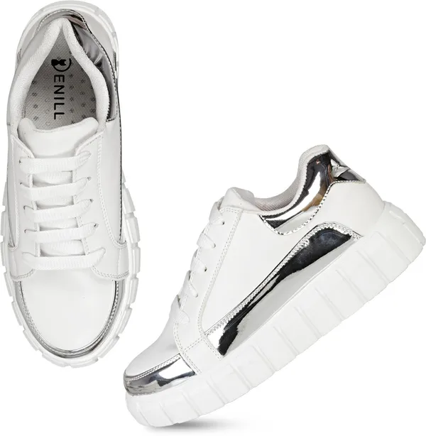 White_Synthetic_Leather_Sneakers_For_Women