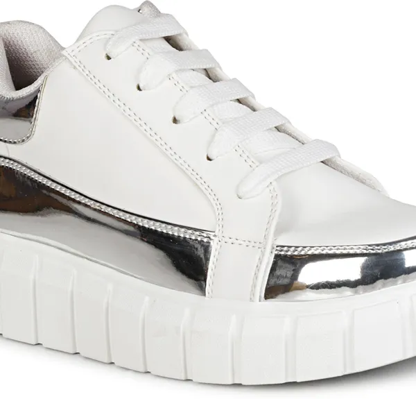 White_Synthetic_Leather_Sneakers_For_Women