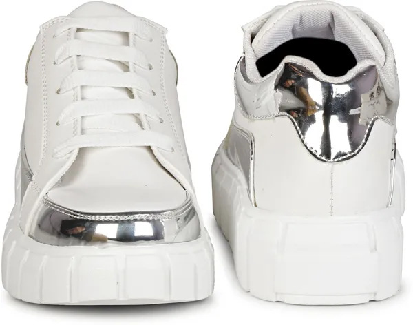 White_Synthetic_Leather_Sneakers_For_Women
