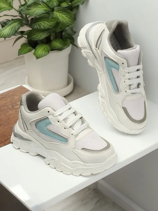 Grey_Synthetic_Leather_Casual_Lace_Up_Sneakers_For_Women