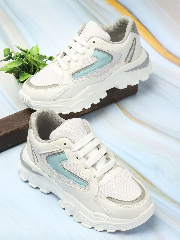 Grey_Synthetic_Leather_Casual_Lace_Up_Sneakers_For_Women