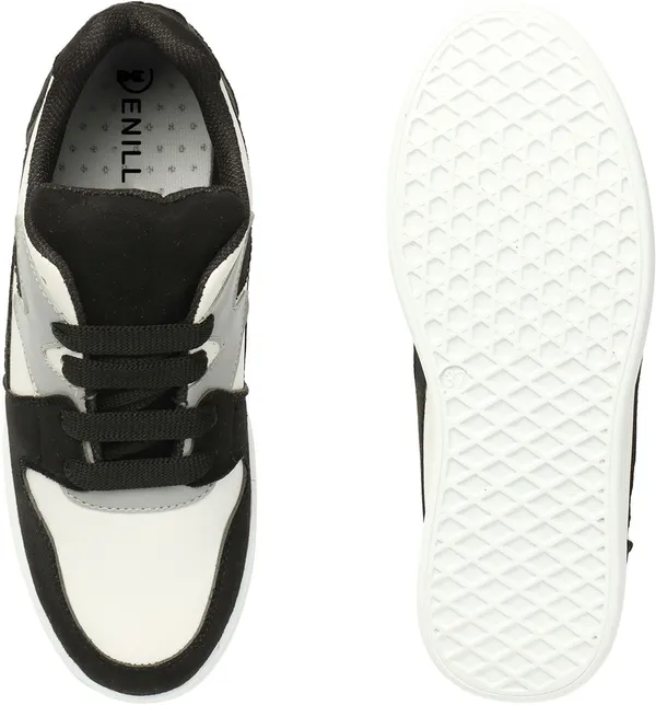 Black_Synthetic_Leather_Casual_Lace_Up_Sneakers_For_Women
