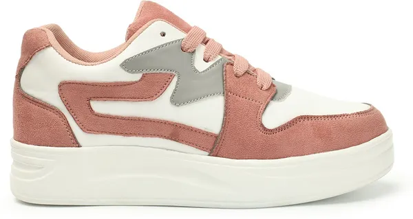 Peach_Synthetic_Leather_Casual_Lace_Up_Sneakers_For_Women