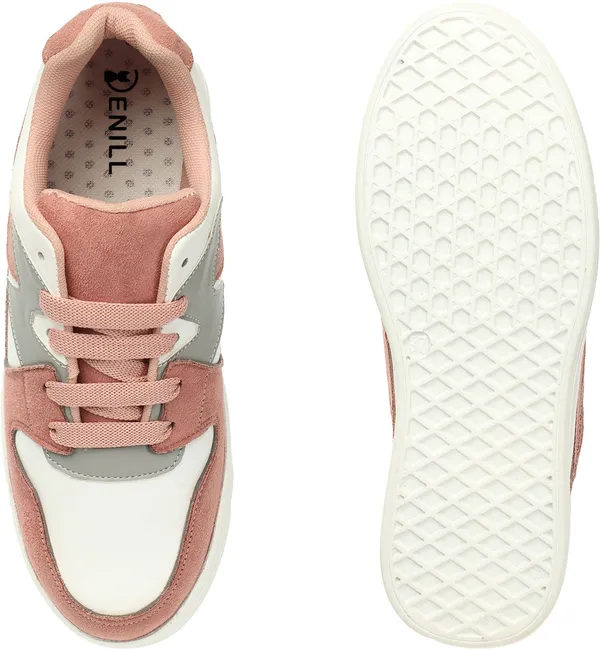 Peach_Synthetic_Leather_Casual_Lace_Up_Sneakers_For_Women