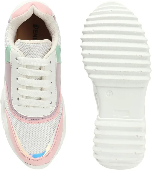 Pink_Synthetic_Leather_Sneakers_For_Women