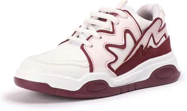 Maroon_Synthetic_Leather_Sneakers_For_Women