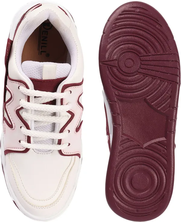 Maroon_Synthetic_Leather_Sneakers_For_Women