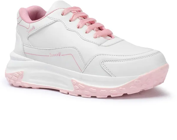 Pink_Synthetic_Leather_Sneakers_For_Women