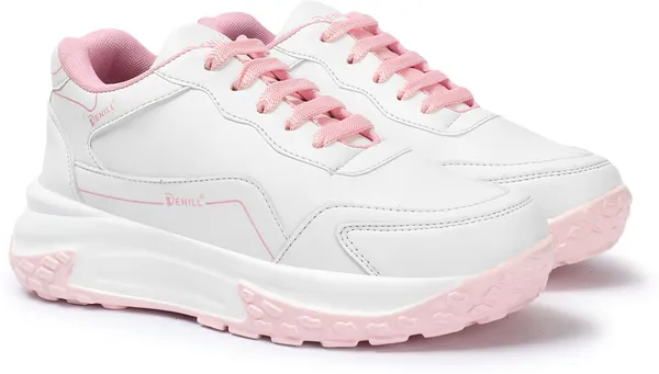 Pink_Synthetic_Leather_Sneakers_For_Women