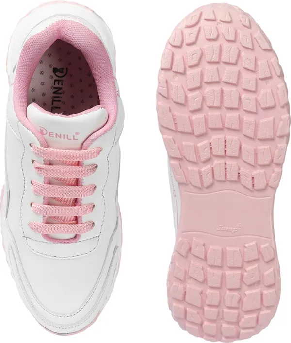 Pink_Synthetic_Leather_Casual_Lace_Up_Sneakers_For_Women