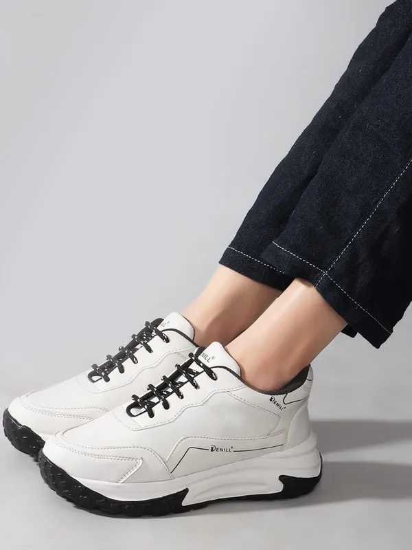 White_Synthetic_Leather_Sneakers_For_Women
