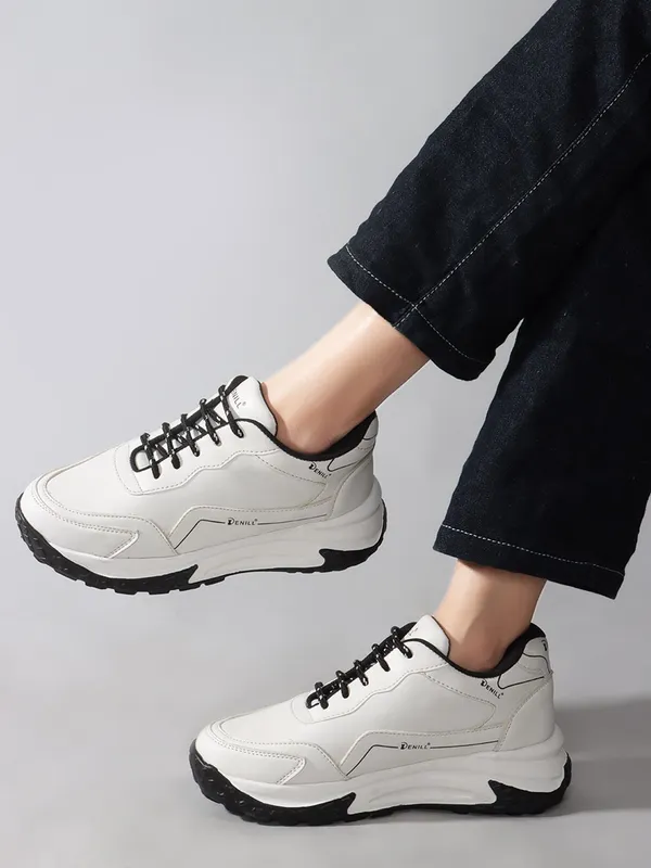 White_Synthetic_Leather_Sneakers_For_Women