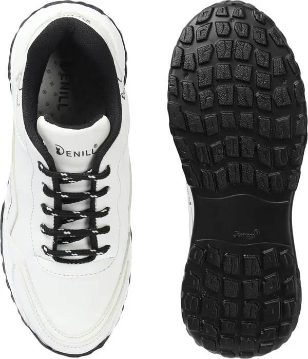 White_Synthetic_Leather_Casual_Lace_Up_Sneakers_For_Women