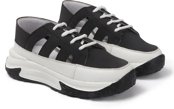 Black_Synthetic_Leather_Sneakers_For_Women