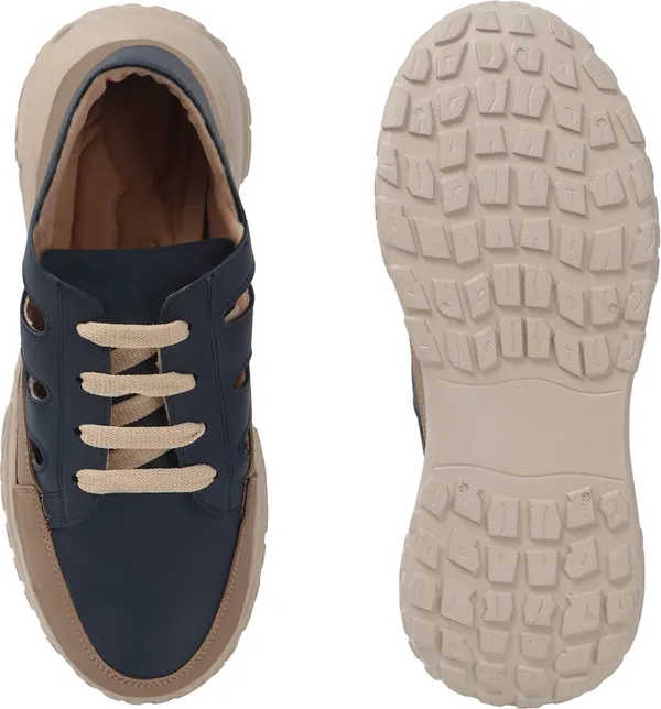 Blue_Synthetic_Leather_Casual_Lace_Up_Sneakers_For_Women