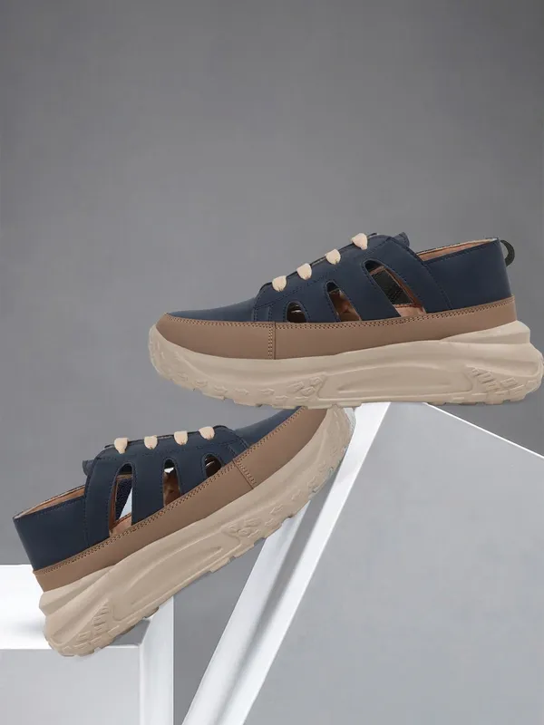Blue_Synthetic_Leather_Casual_Lace_Up_Sneakers_For_Women