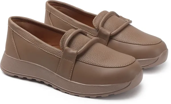 Beige_Synthetic_Leather_Sneakers_For_Women