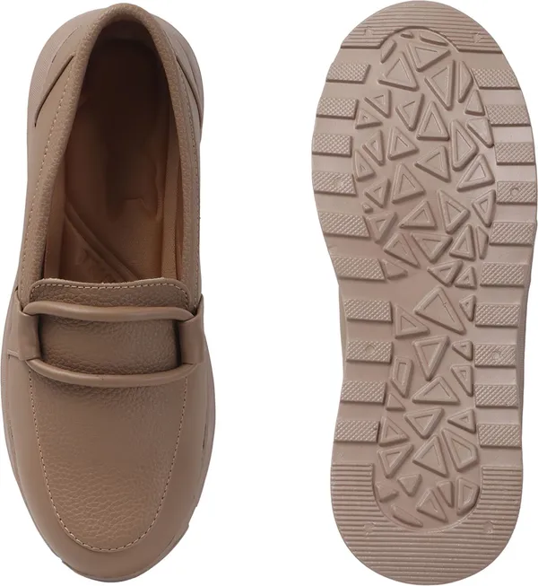 Beige_Synthetic_Leather_Casual_Lace_Up_Sneakers_For_Women