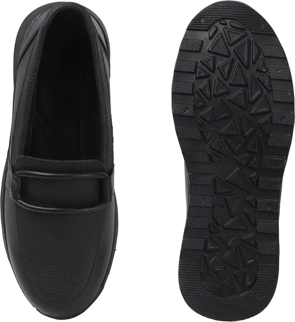 Black_Synthetic_Leather_Casual_Lace_Up_Sneakers_For_Women
