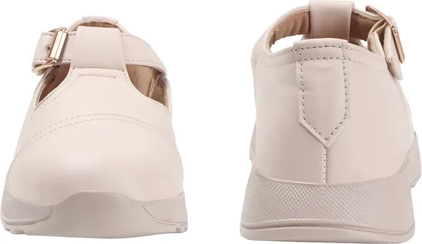 Beige_Synthetic_Leather_Sneakers_For_Women