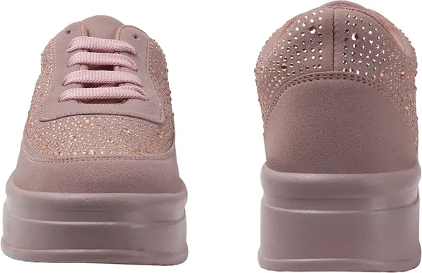 Peach_Synthetic_Leather_Casual_Lace_Up_Sneakers_For_Women
